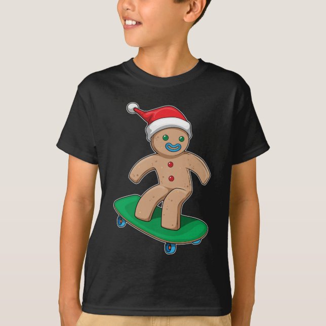 Gingerbrot Mann Weihnachten Skateboard T-Shirt (Vorderseite)