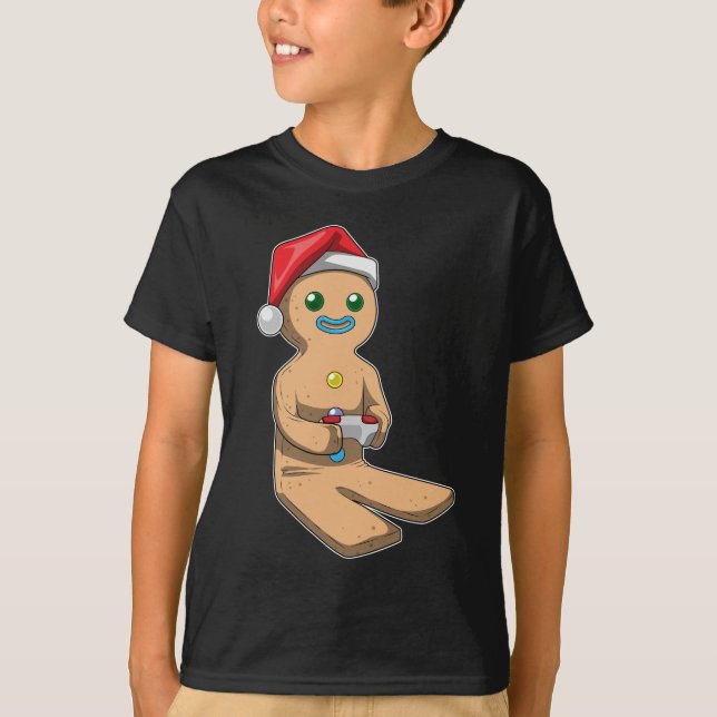 Gingerbrot Mann Weihnachts Gamer T-Shirt (Vorderseite)