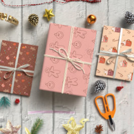 Gingerbrot Mann Weihnachts-Set von 3 Geschenkpapier Set