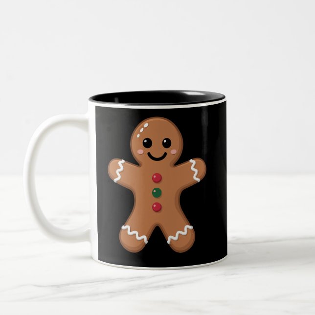 Gingerbrot Mann Weihnachtskeks Backurlaub Zweifarbige Tasse (Links)