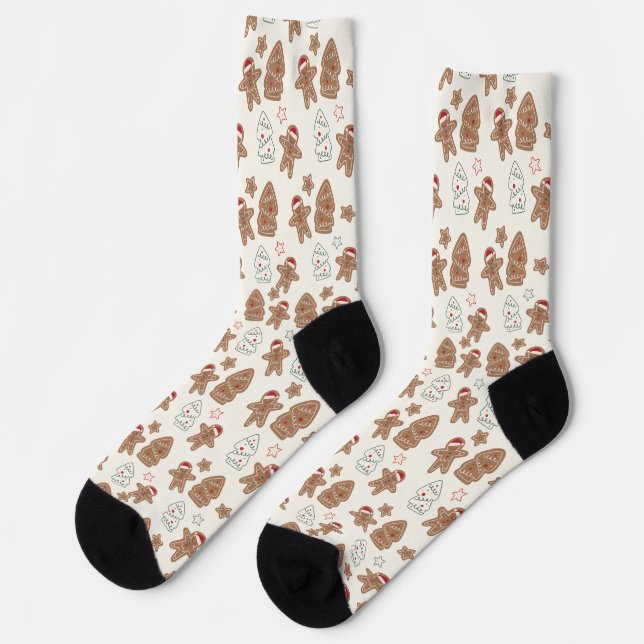 Gingerbrot Männer Weihnachtssocken Socken (Linkes Detail)
