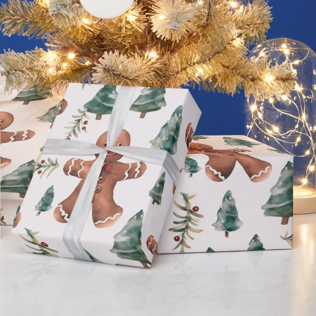 Gingerbrot Men beries Moderne Weihnachten Geschenkpapier (Feiertage)