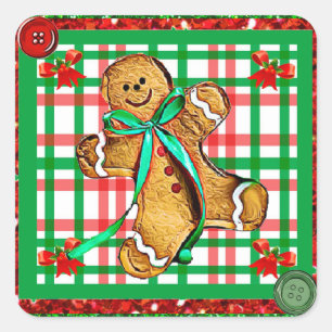 Gingerbrot Men Patch Weihnachtskleber Quadratischer Aufkleber