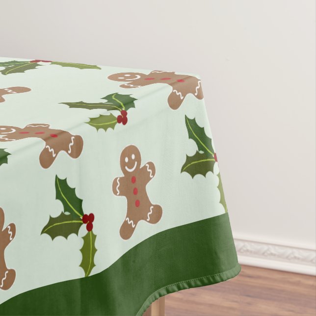 Gingerbrot Men und Holly Pattern Green Tischdecke (Beispiel)