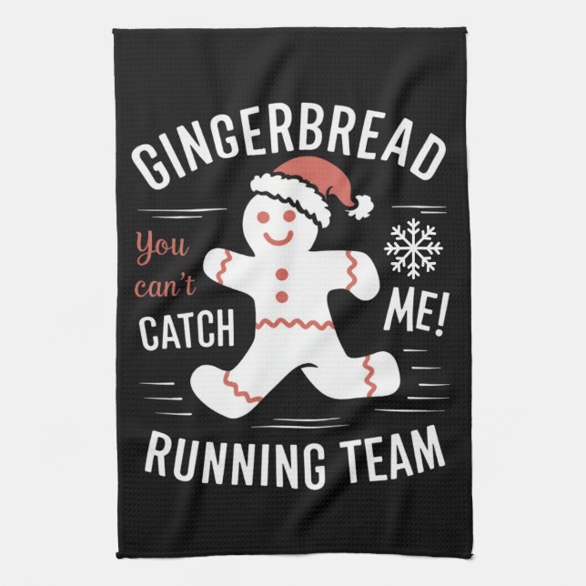 Gingerbrot Running Team Weihnachtszeit Spaß Geschirrtuch (Vertikal)