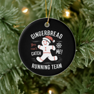 Gingerbrot Running Team Weihnachtszeit Spaß Keramik Ornament