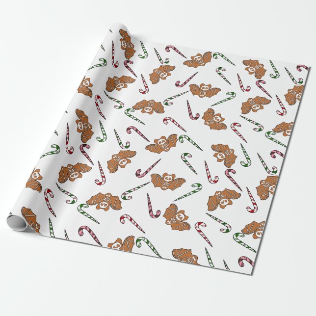 Gingerbrot Skeleton Bat Geschenkpapier (Ungerollt)