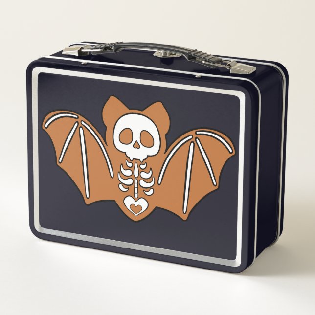Gingerbrot Skeleton Bat Metall Brotdose (Rückseite)