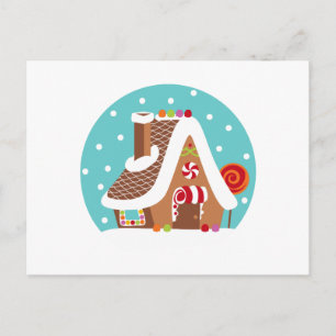 Gingerbrot Snowglobe Feiertagspostkarte