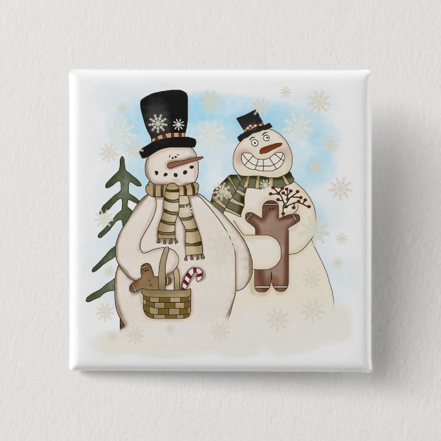 Gingerbrot Snowmen T - Shirt und Geschenke Button (Vorderseite)