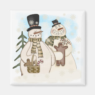 Gingerbrot Snowmen T - Shirt und Geschenke Magnet