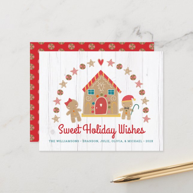 Gingerbrot Sweet Holiday Wish Rustic Card (Vorderseite/Rückseite Beispiel)