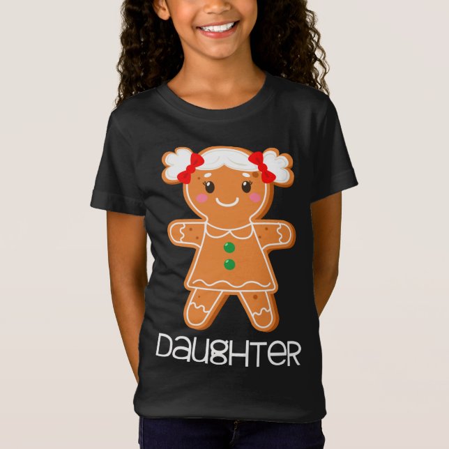 Gingerbrot Tochter Weihnachten Matching Pajamas Fa T-Shirt (Vorderseite)