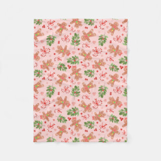 Gingerbrot und Holly Branches KLEINEN PINK-Decken Fleecedecke