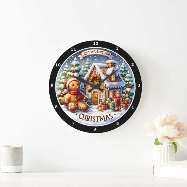 Gingerbrot Village Charm Festliche Weihnachtsmauer Große Wanduhr (Zuhause)