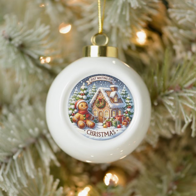 Gingerbrot Village Charm Festliche Weihnachtsmauer Keramik Kugel-Ornament (Baum)