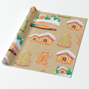 Gingerbrot Village Holiday Pattern Geschenkpapier