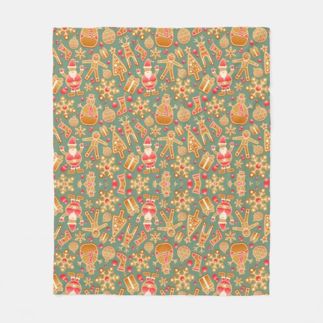 Gingerbrot Weihnachten Fleecedecke (Vorderseite)