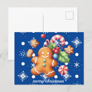 Gingerbrot Weihnachten Peppermint Blauer Namenssch Postkarte