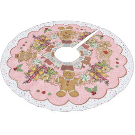 Gingerbrot Weihnachten Pink Treeskirt Polyester Weihnachtsbaumdecke