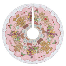 Gingerbrot Weihnachten Pink Treeskirt Polyester Weihnachtsbaumdecke