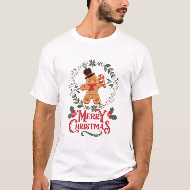 Gingerbrot Weihnachten T-Shirt (Vorderseite)