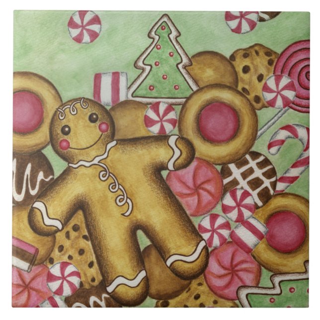 Gingerbrot Weihnachten Trivet Tile Fliese (Vorderseite)