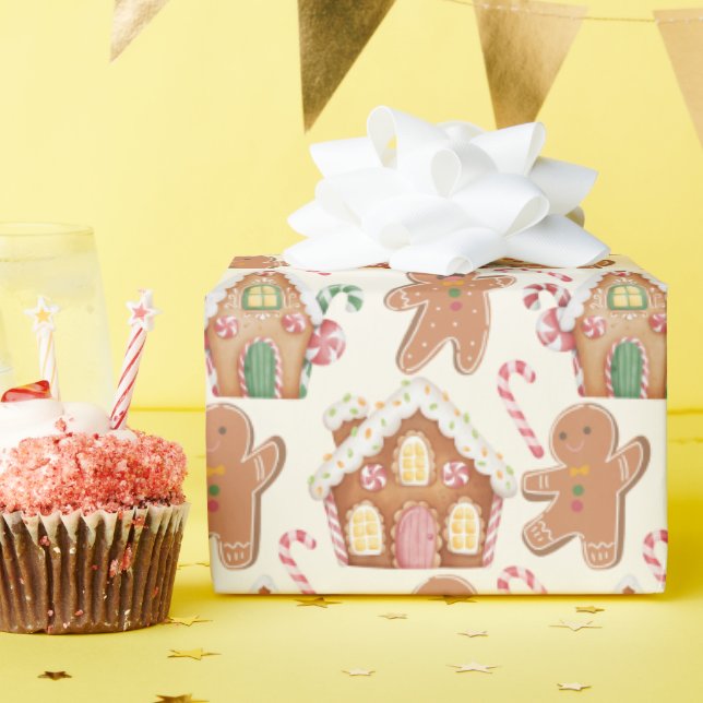 Gingerbrot Weihnachten Winterurlaubssaison Geschenkpapier (Geburtstagsparty)
