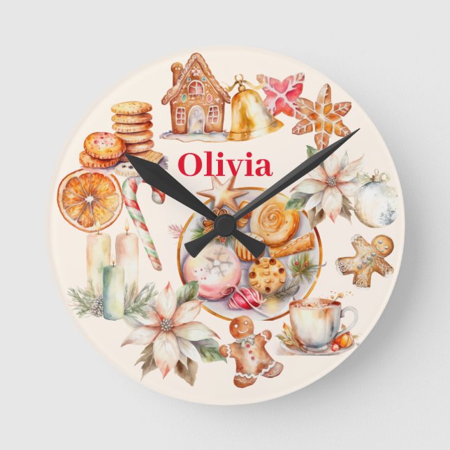 Gingerbrot Weihnachtsabend Party Runde Wanduhr (Vorderseite)