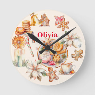 Gingerbrot Weihnachtsabend Party Runde Wanduhr