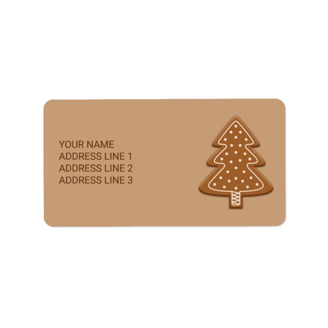 Gingerbrot Weihnachtsbaum Form Cookie mit Text Adressaufkleber (Vorne)