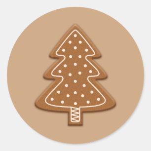 Gingerbrot Weihnachtsbaum Form Cookie Runder Aufkleber