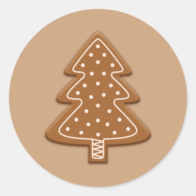 Gingerbrot Weihnachtsbaum Form Cookie Runder Aufkleber (Vorderseite)