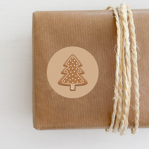 Gingerbrot Weihnachtsbaum Form Cookie Runder Aufkleber