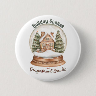 Gingerbrot Weihnachtsfeiertag im Haus Snow Globe Button