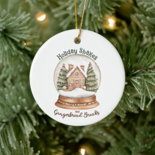 Gingerbrot Weihnachtsfeiertag im Haus Snow Globe Keramik Ornament