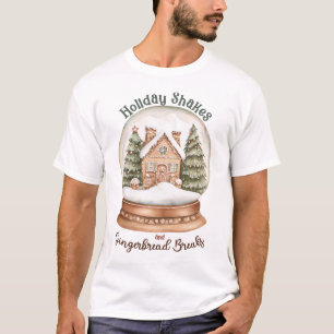 Gingerbrot Weihnachtsfeiertag im Haus Snow Globe T-Shirt