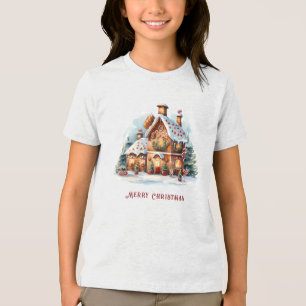 Gingerbrot Weihnachtsfeiertag im Haus Tri-Blend Shirt