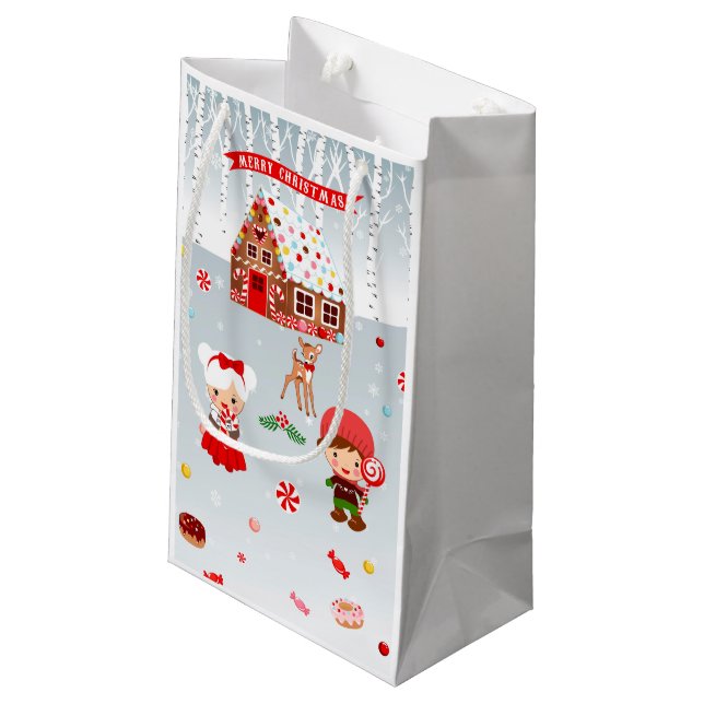 Gingerbrot Weihnachtsgeschenktasche Kleine Geschenktüte (Rückseite Schrägansicht)
