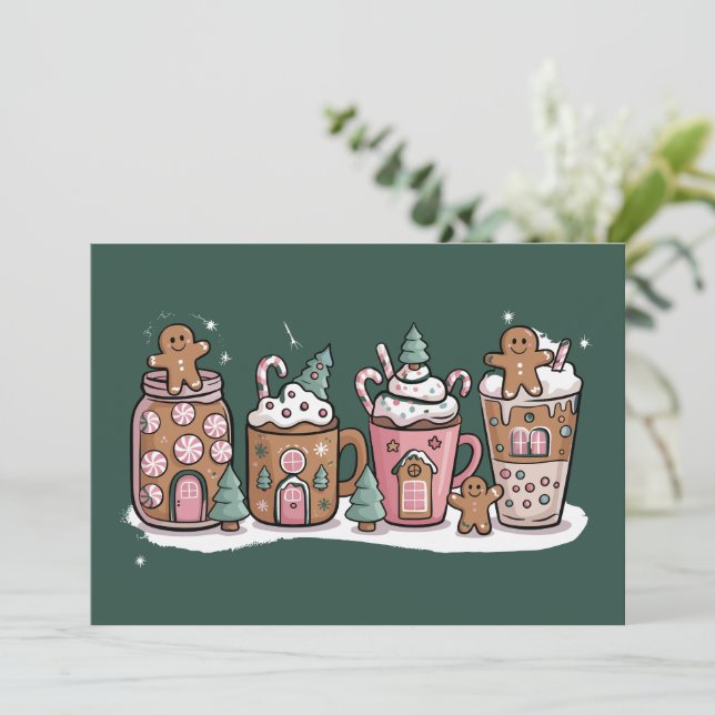 Gingerbrot Weihnachtskaffee Lover Latte Drink Feiertagskarte (Stehend Vorderseite)