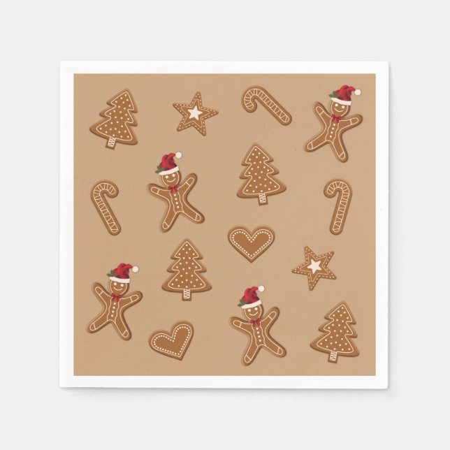 Gingerbrot Weihnachtskeksformen auf Braun Serviette (Vorderseite)