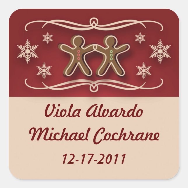 Gingerbrot Weihnachtskleber Quadratischer Aufkleber (Vorderseite)