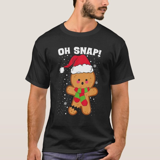 Gingerbrot Weihnachtsmannmütze Oh Snap Weihnachtsk T-Shirt (Vorderseite)