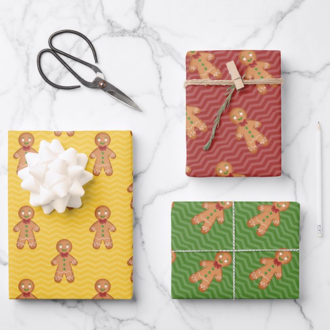 Gingerbrot Weihnachtswrapping Paper Sheets Geschenkpapier Set (Vorderseite)