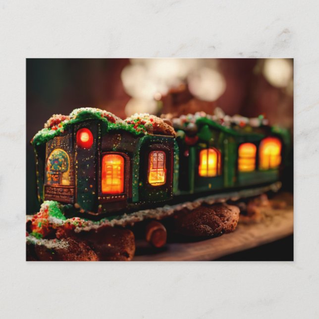 Gingerbrot Weihnachtszug Postkarte (Vorderseite)