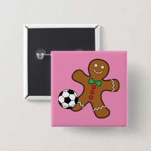 Gingerbrotmann beim Fußballspiel Button