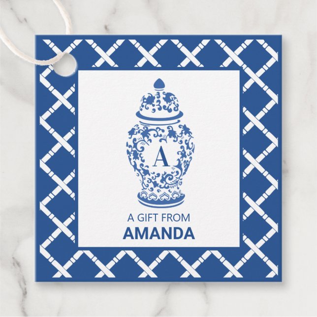 GingerJar & Bamboo | Monogramm A | Gefälligkeitsta Geschenkanhänger (Vorderseite)