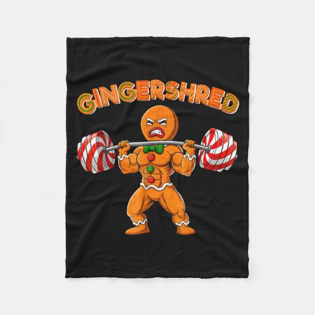 Gingershred Bodybuilder Funny Gingerbread Man Weig Fleecedecke (Vorderseite)
