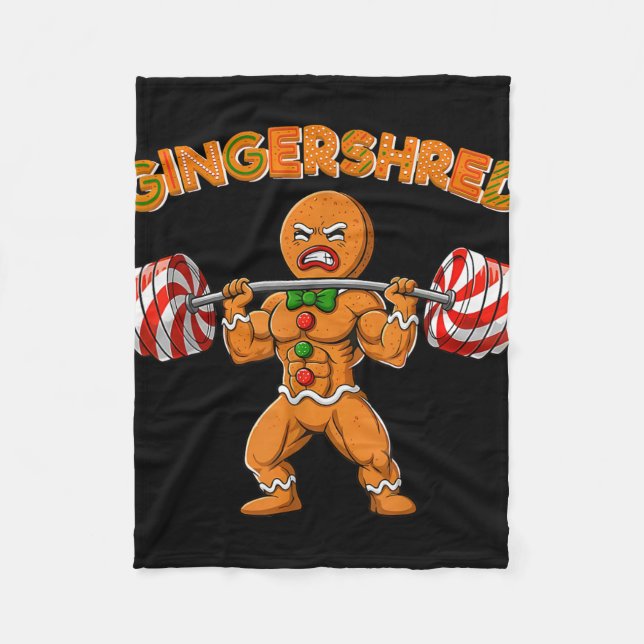 Gingershred Bodybuilder Lustiger Lebkuchenmann Wei Fleecedecke (Vorderseite)