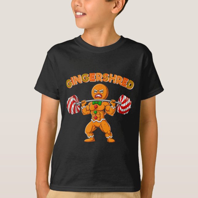Gingershred Christmas Gingerbread Man Gym Bodybuil T-Shirt (Vorderseite)